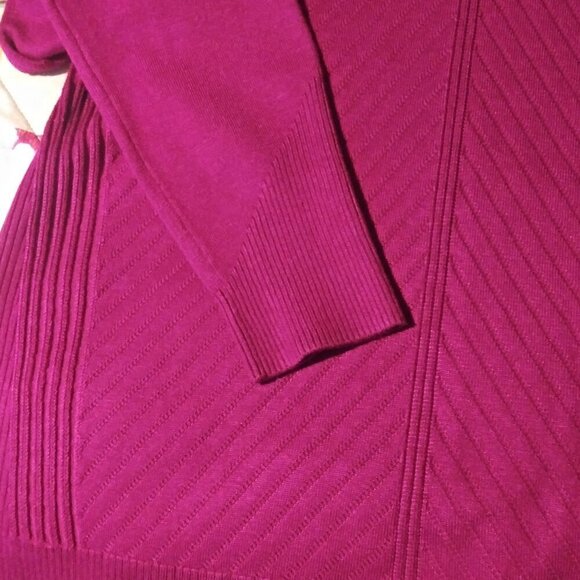 INVESTMENTS Petites Ribbed Knit Cowl Neck Sweater Pullover Fuchsia Pink Sz S NWT - Picture 5 of 9